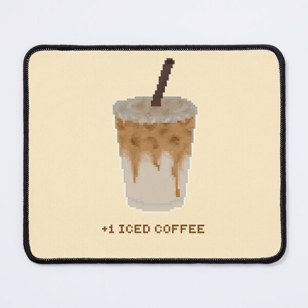 Item preview, +1 iced coffee pixel art drawing (tan background) designed and sold by tifft.