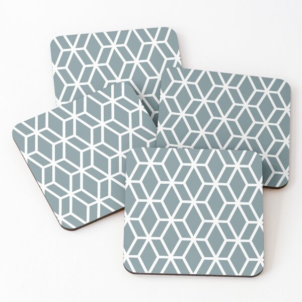 Item preview, Blue and White Tessellation Line Pattern 16 Coordinates w/ Farrow & Ball 2022 Popular Color Stone Blue 86 - Colour Trends - Trending Hue designed and sold by ColorOfTheYears.