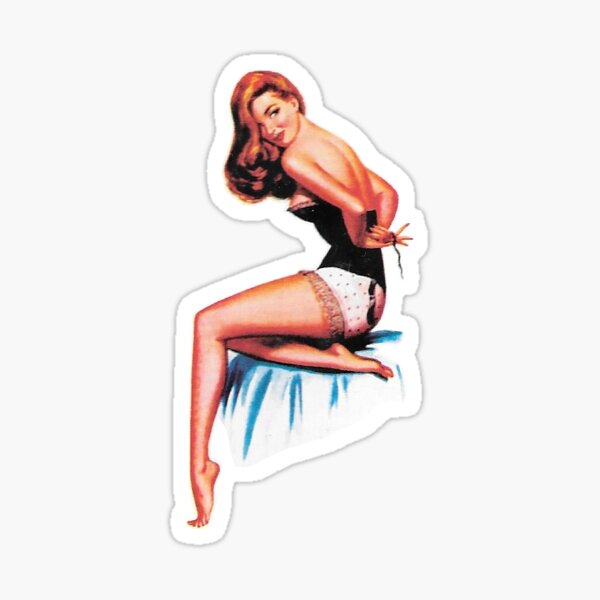 Retro Redhead Pin-Up Girl #1 Sticker