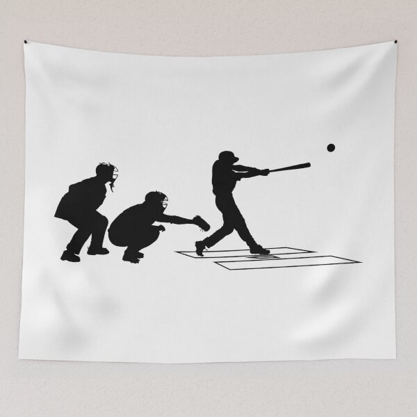 Item preview, Baseball catcher, batter and umpire in ready position to playing. Baseball Home Plate umpire, catcher, batter at work on baseball field  designed and sold by Marcin Adrian.