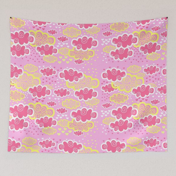Item preview, Clouds and pink heart drops pattern designed and sold by urban-color.
