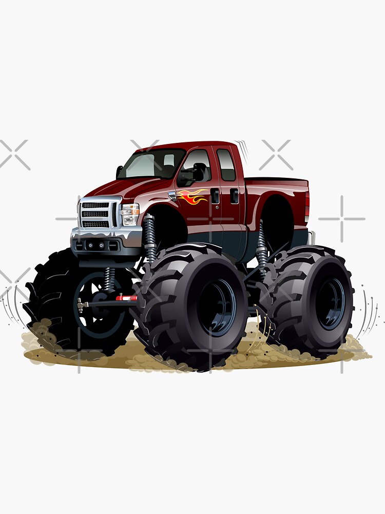 Cartoon Monster Truck Sticker for Sale by Mechanick