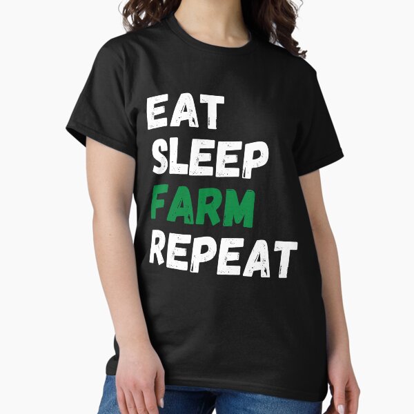 Vista previa del artículo con la obra «Come. Dormir. Granja. Repetir. Regalo divertido del granjero.», diseñado y vendido por Kipcio.