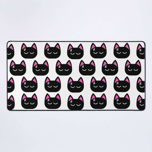 Item preview, black pink cat pattern designed and sold by Kmerchdesign.