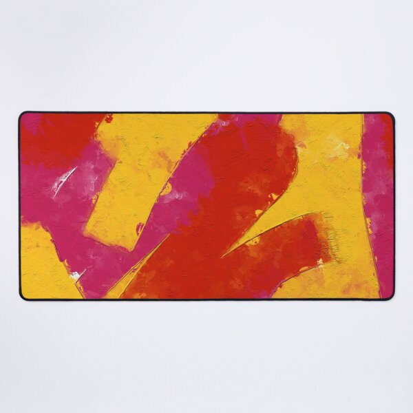 Red, Yellow and Pink Abstract Desk Mat