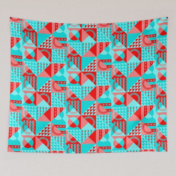 Item preview, GEOMETIC RED CYAN PATTERN designed and sold by CreativeLabArt.