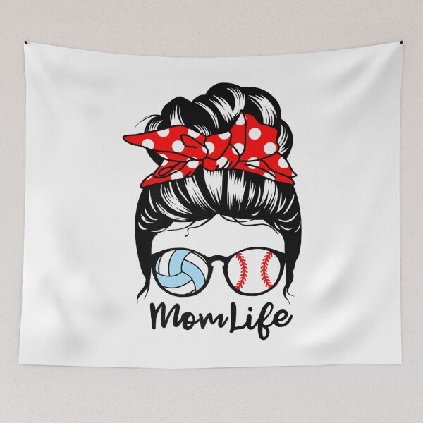 Item preview, Mom Life Messy Bun Hair Funny Baseball Volleyball Mom Premium designed and sold by ToddJJJ.
