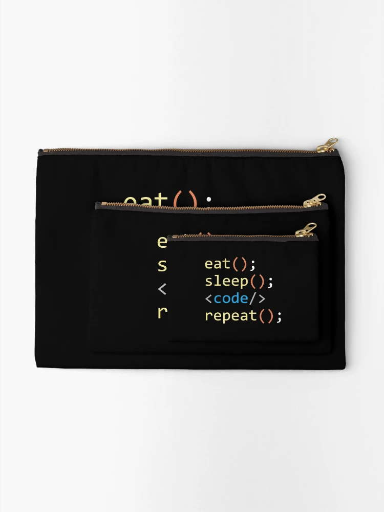 Thumbnail 2 of 4, Zipper Pouch, Eat Sleep Code Repeat designed and sold by MOTIFOLK.