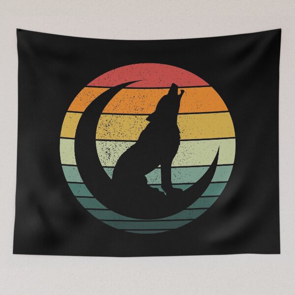 Item preview, Wolf Howling At The Moon Retro Vintage  designed and sold by FunFoxDesign.