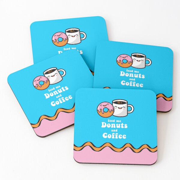 Item preview, Feed Me Donuts and Coffee Cute Happy Pink Smile Kawaii designed and sold by AwesomeDistrict.