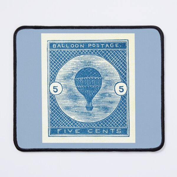 Item preview, Delft Blue Ephemera Hot Air Balloon Stamp designed and sold by RedThorThreads.