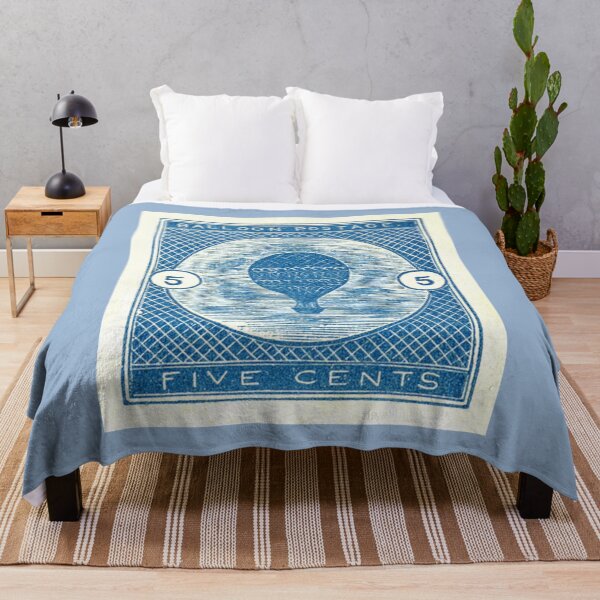 Item preview, Delft Blue Ephemera Hot Air Balloon Stamp designed and sold by RedThorThreads.
