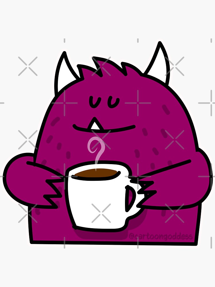 Thumbnail 3 of 3, Sticker, Monster Having Good Day designed and sold by cartoongoddess.