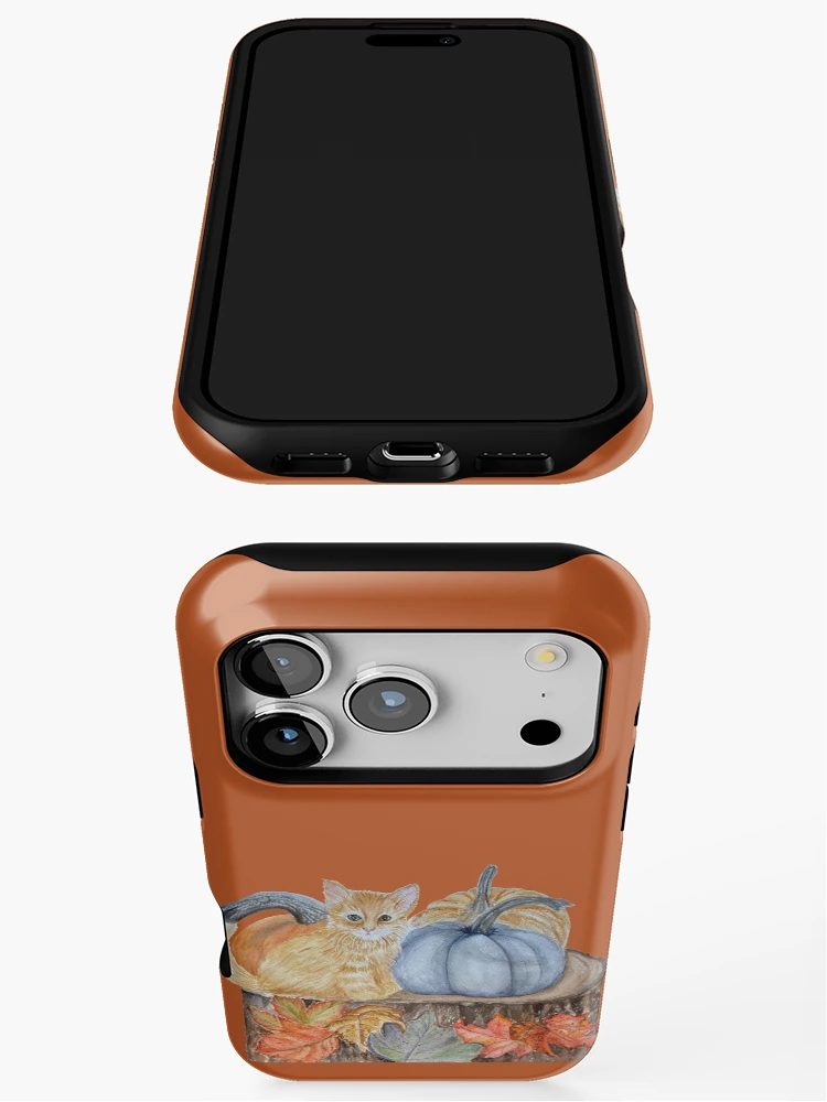 Thumbnail 3 of 4, iPhone Case, Kitty and pumpkins designed and sold by JavaLisa.