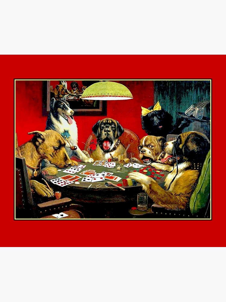 Vintage dogs playing online poker tapestry