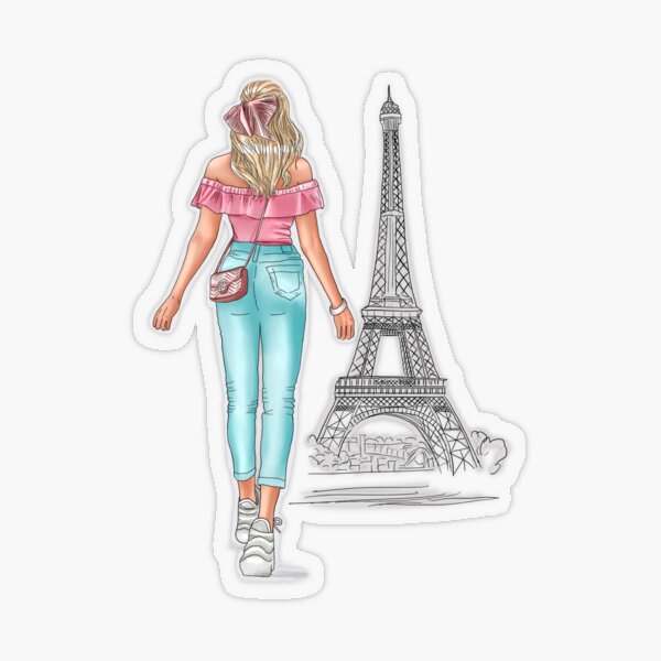 Paris Girl Aesthetic Stickers Graphic by ndutfrea · Creative Fabrica