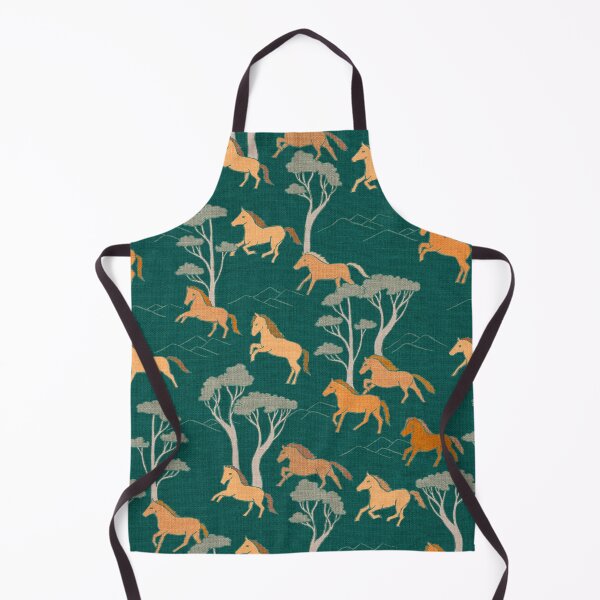 Item preview, Wild Horses Petrol Blue Brown Ponies designed and sold by Cecilia Mok.
