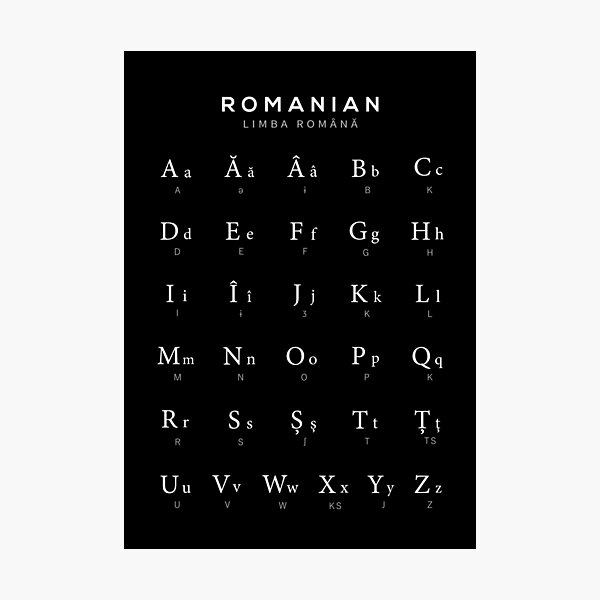 Learn a language The ROMANIAN Alphabet Letters A4 Laminated Poster 