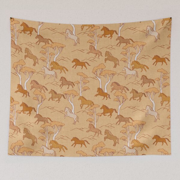 Item preview, Wild Horses Autumn Fall Brown Ponies designed and sold by Cecilia Mok.