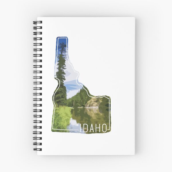 Aperçu de l'œuvre Contour découpé de l'État de l'Idaho avec forêt et rivière créée et vendue par mjs-Creative.
