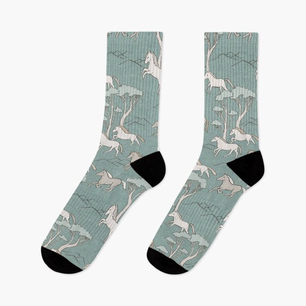 Item preview, Wild Horses Blue Grey Silver Rainstorm Ponies designed and sold by Cecilia Mok.