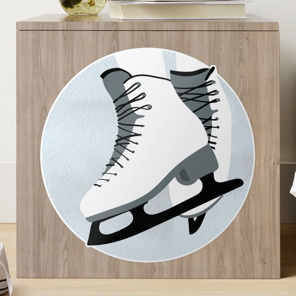 Watercolor Ice Skater, Figure Skates in Black and White Sticker for Sale  by The-Goods