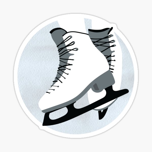 Watercolor Ice Skater, Figure Skates in Black and White Sticker for Sale  by The-Goods
