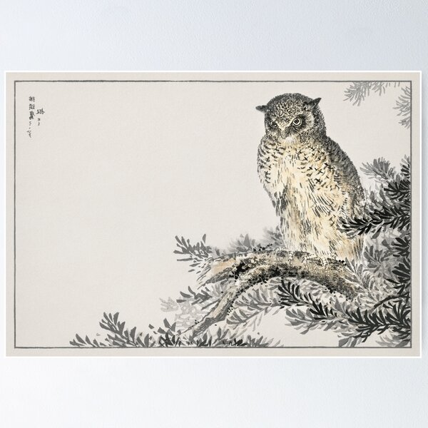 Item preview, Owl in Fir Tree by Numata Kashu - Japanese Vintage Artwork designed and sold by Purrfecta.