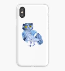 Sweet watercolor owl. Funny blue bird. iPhone Case/Skin