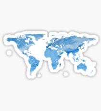 Pegatina Mapa del mundo | Acuarela azul | Trotamundos