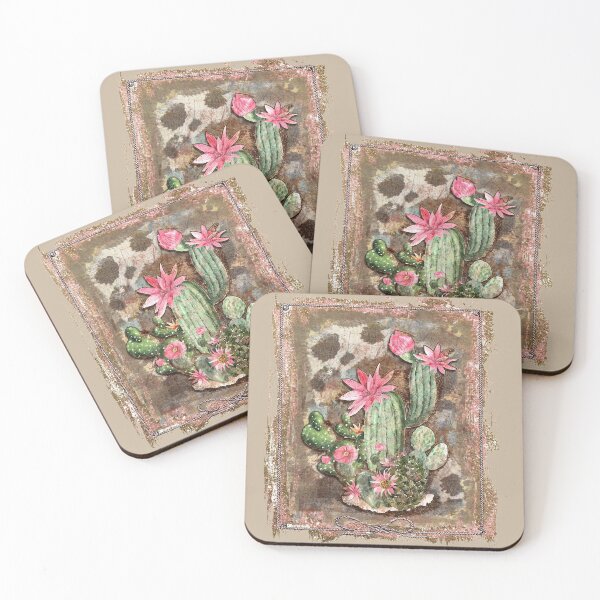 Item preview, Distressed Cactus with cowhide background designed and sold by Wild Grace Design Studios.
