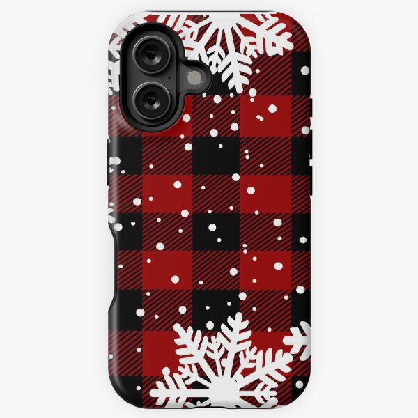 Item preview,  Buffalo plaid red and black with snowflakes Pattern designed and sold by Tetete.