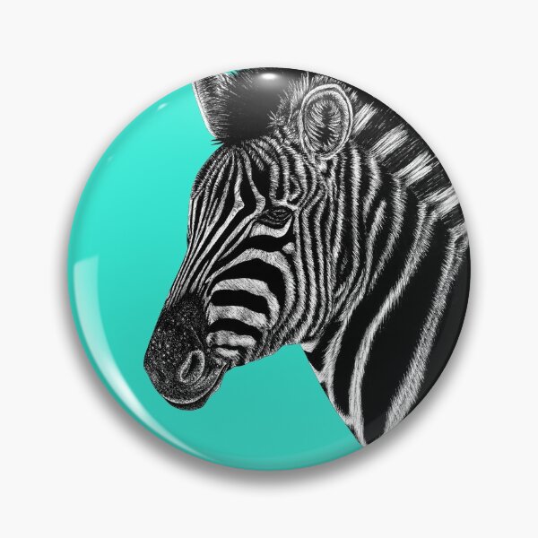 Item preview, Champans zebra - ink illustration - turquoise designed and sold by LorenDowding.
