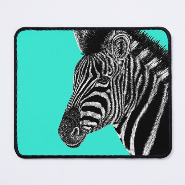 Item preview, Champans zebra - ink illustration - turquoise designed and sold by LorenDowding.