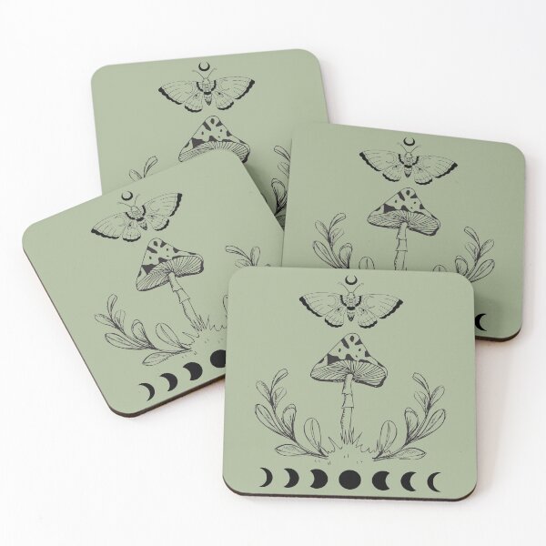 Item preview, Cute Mushroom Cottagecore Lineart with Moon Phases and Butterfly designed and sold by MiaDelelai.
