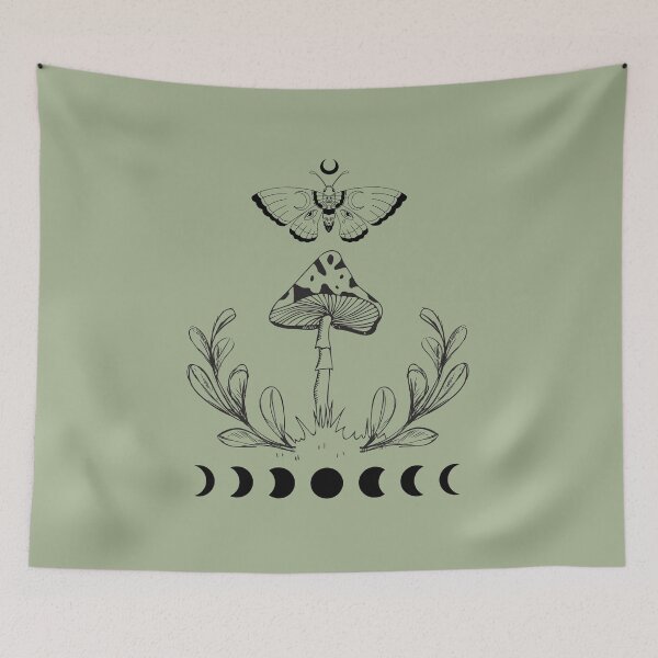 Item preview, Cute Mushroom Cottagecore Lineart with Moon Phases and Butterfly designed and sold by MiaDelelai.