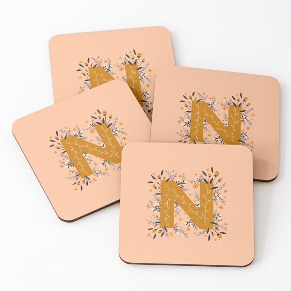 Item preview, N floral monogram designed and sold by NoBra-Store.