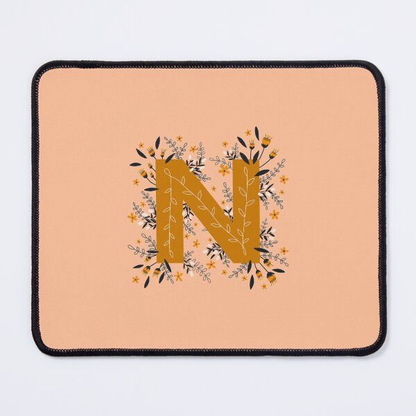 Item preview, N floral monogram designed and sold by NoBra-Store.