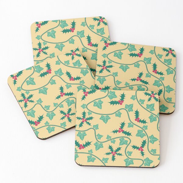 Item preview, Holly And Ivy Vines Pattern Light Yellow designed and sold by cashewdays.