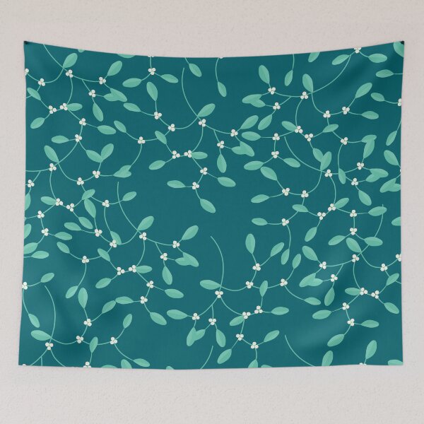 Item preview, Mistletoe Pattern Dark Teal designed and sold by cashewdays.