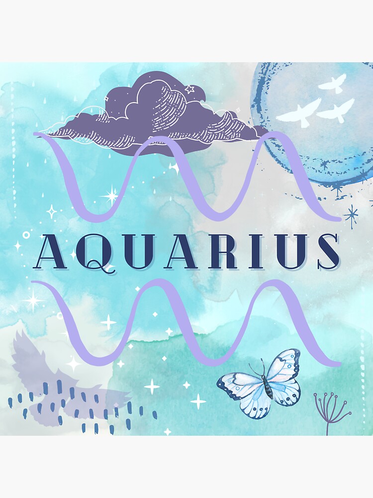 "Aquarius Watercolor Blue Air Sign" Sticker for Sale by kailunaprintco