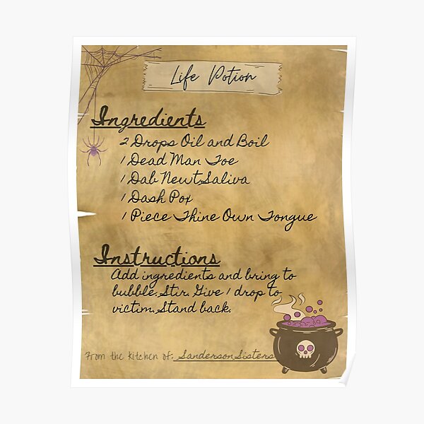 "Sanderson Sister Life Potion" Poster for Sale by sammiwiddows Redbubble