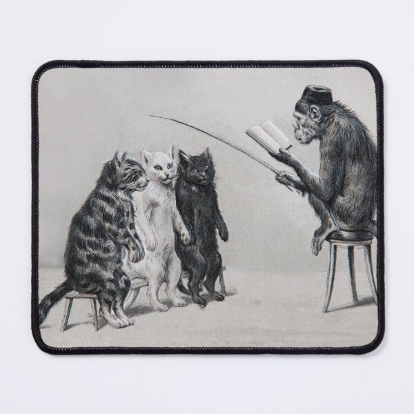 Item preview, Three Cats and a Monkey Professor - Victorian Anthropomorphic Art designed and sold by TheCurators.