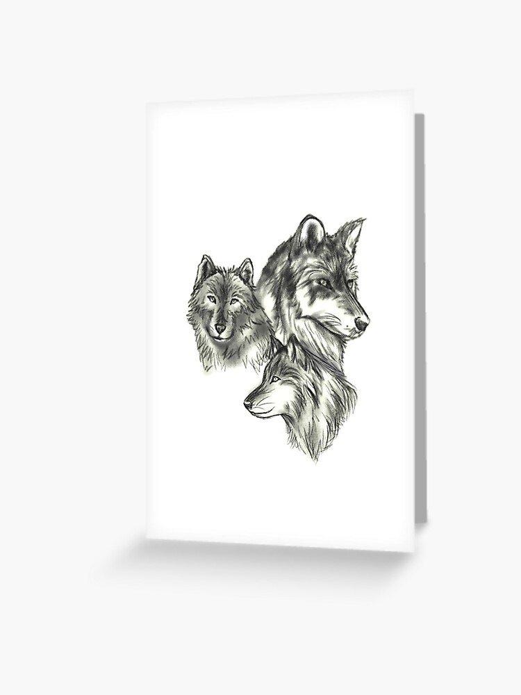 Tarjetas de felicitación «Tres bocetos de lobos» de Ivegotartitude |  Redbubble