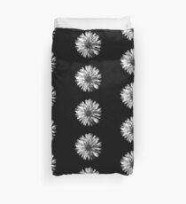 White Dandelion on Black Duvet Cover