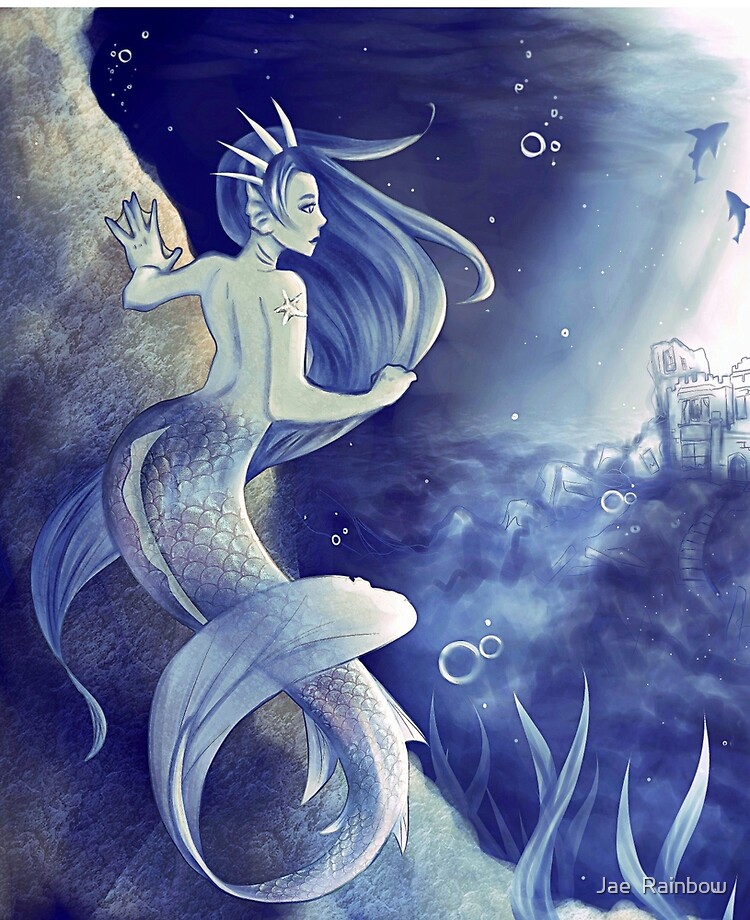 Blue and White mermaid Pen sketch iPad Case & Skin for Sale by Jae Rainbow