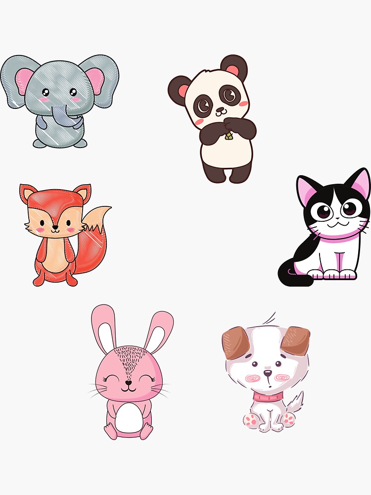 "Cute Animals Sticker" Sticker for Sale by Lv28021 Redbubble