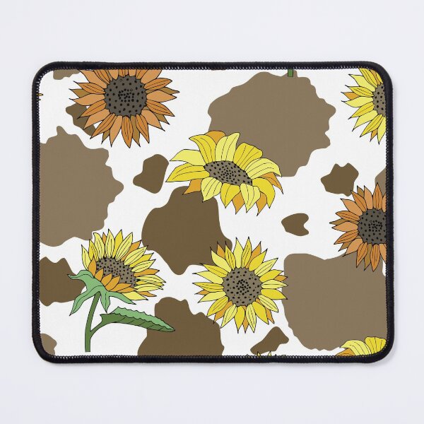 Item preview, Cow Print with Sunny Sunflower Pattern from the Country Sunflower Collection designed and sold by CJAura by Claire Jane Johnson.
