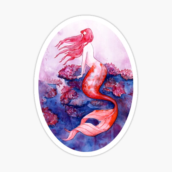 Item preview, Red Coral Mermaid designed and sold by SamNagelArt.