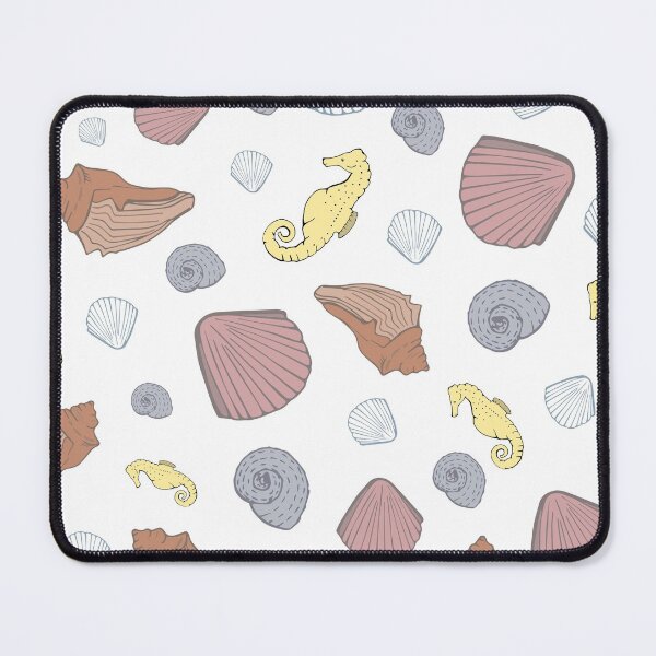 Item preview, White Beach Inspired Shell and Seahorse Pattern designed and sold by CJAura by Claire Jane Johnson.